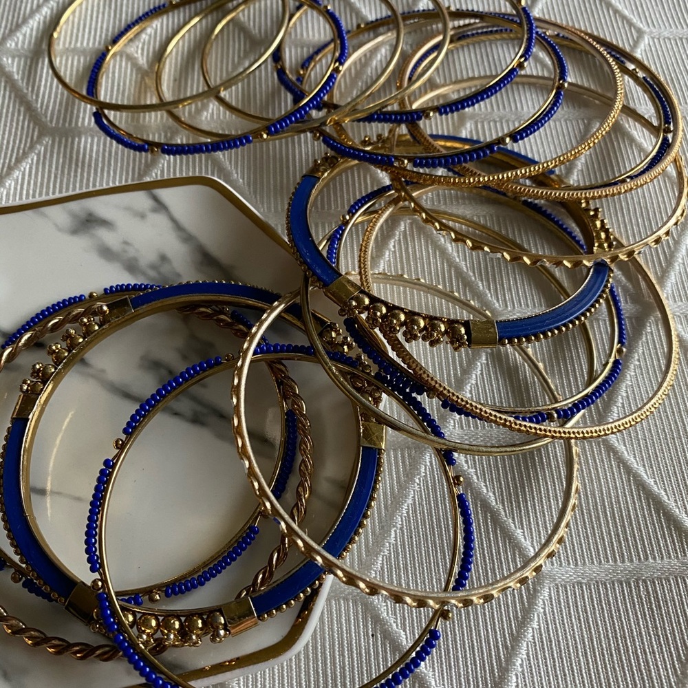 Multiple Stack Bracelets Cobalt Blue & Gold - image 4